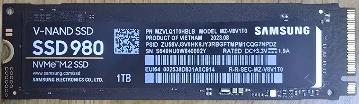 삼성SSD 980 M.2 2280 1T(NVMe)  팝니다.